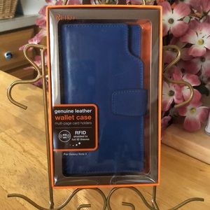 Genuine Leather Wallet Case With Magnet Closure